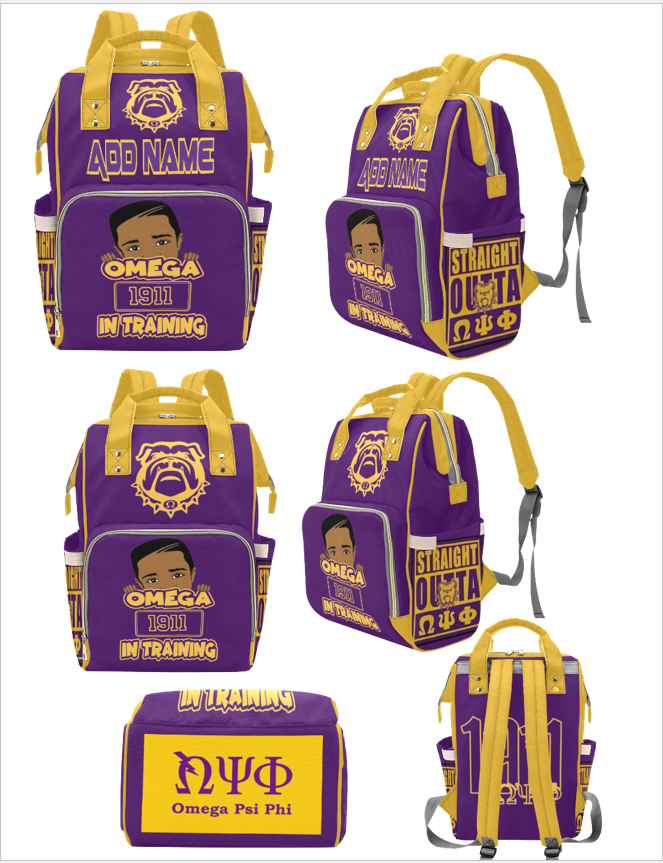 CUSTOMIZABLE PERSONALIZED OMEGA PSI DIAPER BAG OMEGA BABY DAD