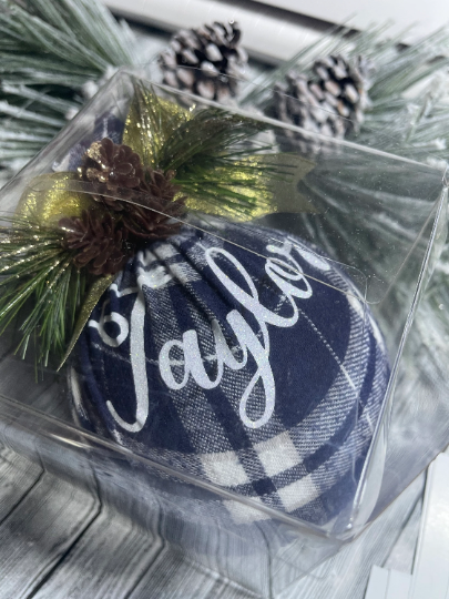 PERSONALIZED JUMBO 5 INCH FABRIC ORNAMENT | Custom Ornament | Family Ornament | Personalized Ornament