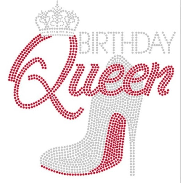 BIRTHDAY QUEEN RED BOTTOM RHINESTONE BLING SHIRT