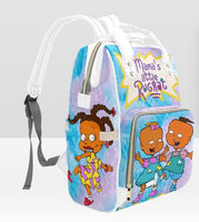 CUSTOMIZABLE PERSONALIZED TWINS GIRL/ BOY CHARACTER  DIAPER BAG