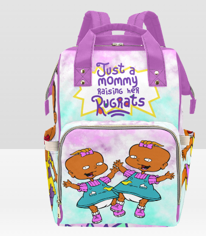 CUSTOMIZABLE PERSONALIZED TWINS GIRL/GIRL CHARACTER DIAPER BAG