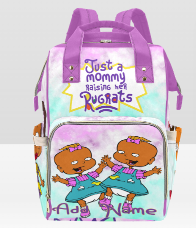 CUSTOMIZABLE PERSONALIZED TWINS GIRL/GIRL CHARACTER DIAPER BAG