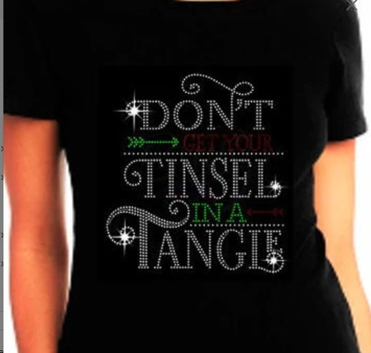 TINSEL IN A TANGLE  | CHRISTMAS SHIRT |  RHINESTONE BLING SHIRT | HOLIDAY BLING | UGLY SWATER | Elf