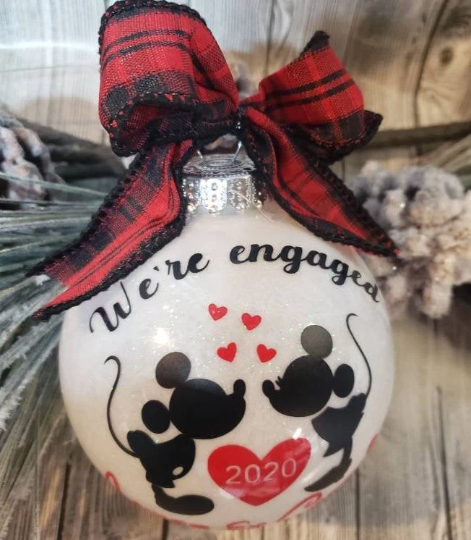 ANY GENDER "WE'RE ENGAGED" DISNEY INSPIRED LARGE ORNAMENT | DISNEY WEDDING | DISNEY ANNIVERSARY | WE'RE ENGAGED DISNEY ORNAMENT | PERSONALIZED ORNAMENT