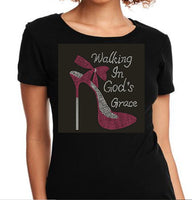 RELIGIOUS Walking in God's Grace rhinestone bling shirt
