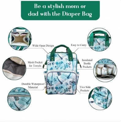 PERSONALIZED Custom Floral Diaper Bag | Personalized Diaper Bag | Custom bag | Custom Backpack | Baby Shower Gift | Mothers Day | New Parent