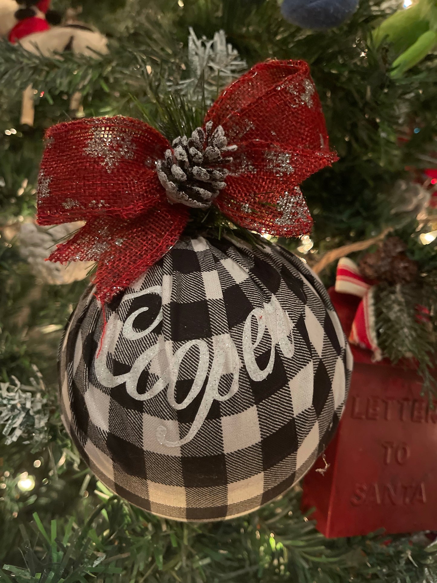 PERSONALIZED JUMBO 5 INCH FABRIC ORNAMENT | Custom Ornament | Family Ornament | Personalized Ornament